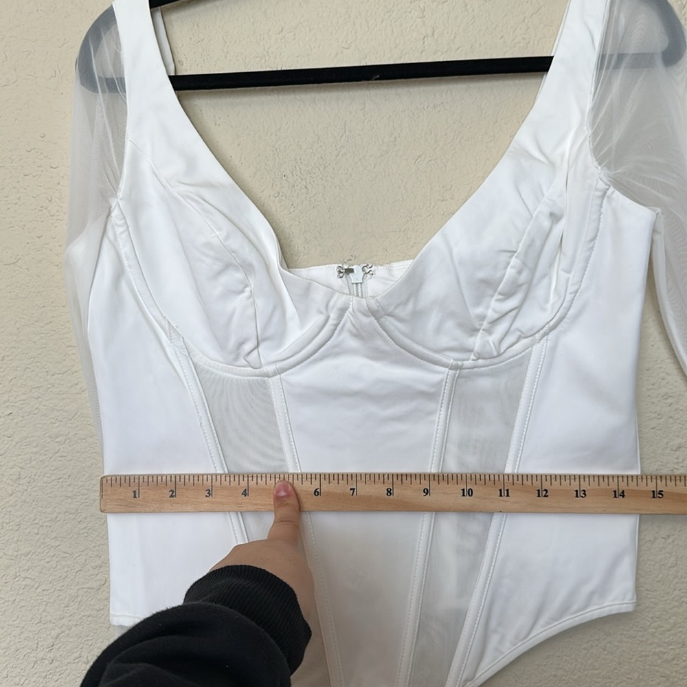 HOUSE OF CB Araminta corset mesh top‎ NWOT size L  white - Picture 8 of 9